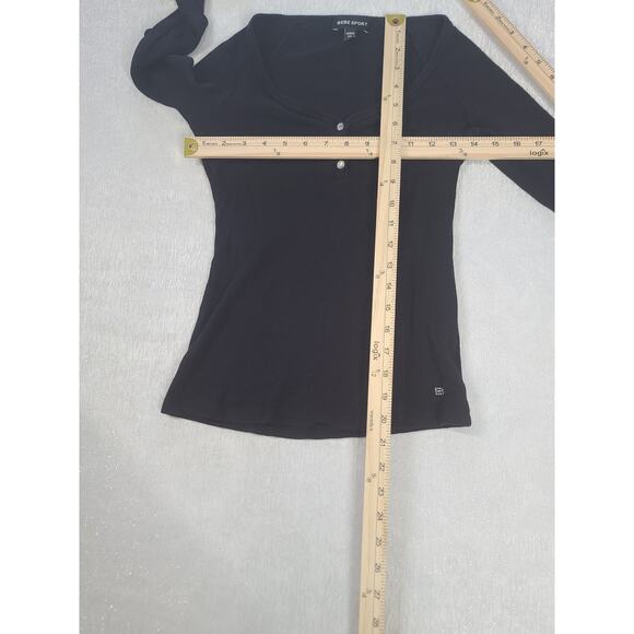 Bebe Sport Y2K women's long sleeve henley shirt black Size Medium Elena Gilbert - Picture 4 of 8